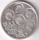 500 Francs of Belgium of 1980 Baudouin I Dutch Text Silver Unc Coin