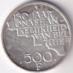 500 Francs of Belgium of 1980 Baudouin I Dutch Text Silver Unc Coin - Image 2