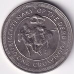 1 Crown of Isle of Man of 1980 Derby Copper Nickel Unc Coin