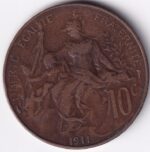 10 Centimes of France of 1911 Bronze Coin