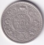 King George V 1911 British India One Rupee Silver Bombay Mint Coin Sku 1291