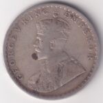 King George V 1911 British India One Rupee Silver Calcutta Mint Coin Sku 1292 - Image 2