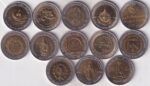 10 Baht of Thailand 13 Different Bi Metallic Commemorative Issue Coin Set