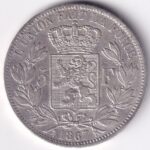 5 Francs of 1867 of Belgium Leopold II Silver Coin