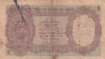 5 Rupees of British India of C D Deshmukh Signature Fine Note Skucd02 - Image 2