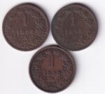 Austrian Empire 1 Kreuzer of 1858 Three Different Mint Copper Coins Set
