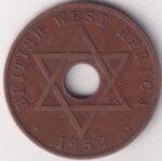 One Penny of British West Africa of 1952 Bronze Holed Coin