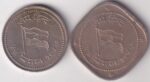 One and Two Annas of Azad Hind of 1947 Copper Nickel Two Tokens Set