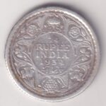 Quarter Rupee 1934 King George V of British India Silver Coin
