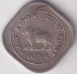 Republic India Half Anna 1954 Copper Nickel Coin