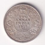 2 Annas King George V 1917 Silver Coin