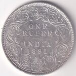 British India One Rupee 1891 Victoria Empress Silver Coin