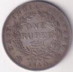 East India Company One Rupee 1840 Continuous Legend Silver Coin