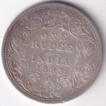 British India 1893 Victoria Silver One Rupee Coin