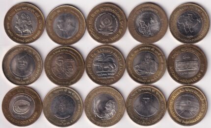 10 rupees Bi Metallic 15 Different Commemorative Issue Coins Set
