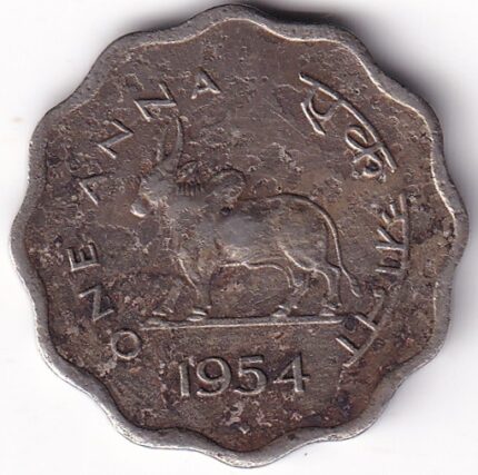 1 Anna of India of 1954 Bombay Mint Copper Nickel Coin