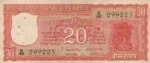 20 Rupees of India of Orange Color Parliament of S Jagannathan Note Skuoc01