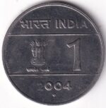 India 1 Rupee Cross 2004 Stainless Steel Coin