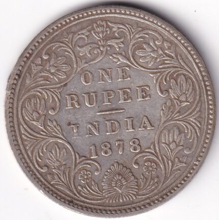 British India One Rupee 1878 Silver Victoria Empress Coin