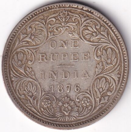 One Rupee 1876 Victoria Empress Silver Coin