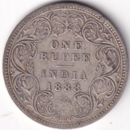 British India One Rupee Victoria Empress 1888 Silver Coin