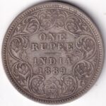 British India One Rupee 1889 Victoria Empress Silver Coin