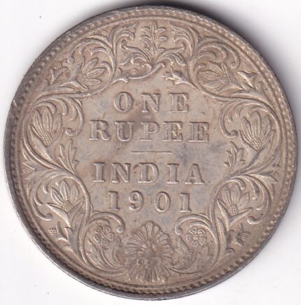 British India 1 Rupee 1901 Victoria Silver Coin