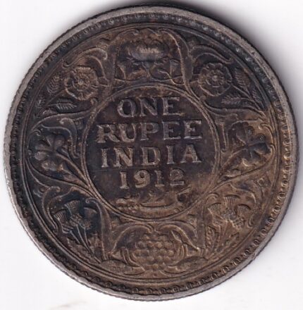 One Rupee 1912 of British India of King George V Silver Coin