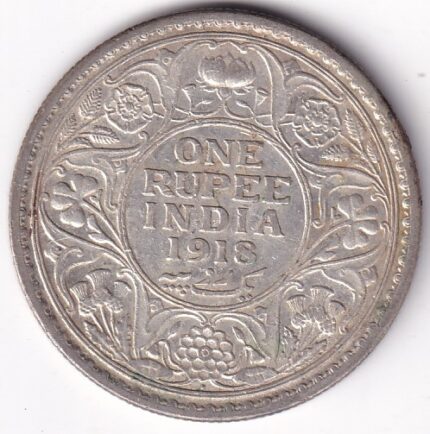 One Rupee 1918 Bombay Mint King George V Silver Coin
