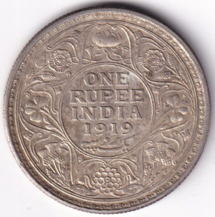 One Rupee 1919 Calcutta Mint King George V Silver Coin