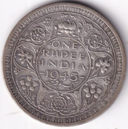 One Rupee 1945 George VI Lahore Mint Silver Coin