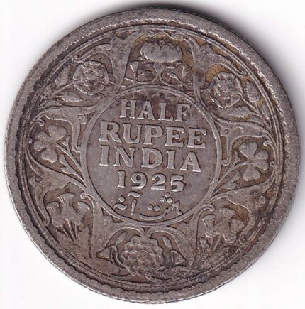 Half Rupee 1925 Kolkata Mint Silver Coin