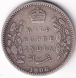 British India 1906 Half Rupee Silver Coin
