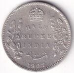 British India 1907 Half Rupee Silver Coin