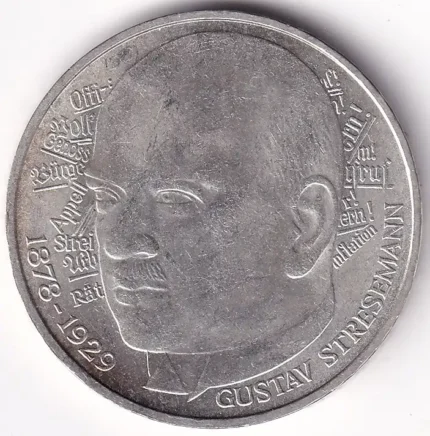 Germany 5 Deutsche Mark Gustav Stresemann 1978 Silver Coin
