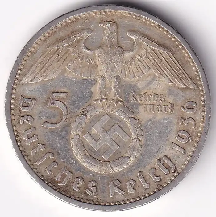 Germany 5 Reichsmark 1936 Paul von Hindenburg Silver Coin - Image 1