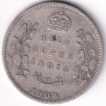British India 1908 Half Rupee Silver Coin