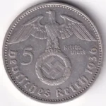 Germany 5 Reichsmark 1936 Paul von Hindenburg F Mark Silver Coin