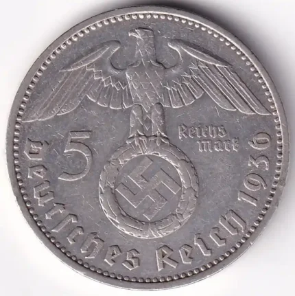 Germany 5 Reichsmark 1936 Paul von Hindenburg F Mark Silver Coin