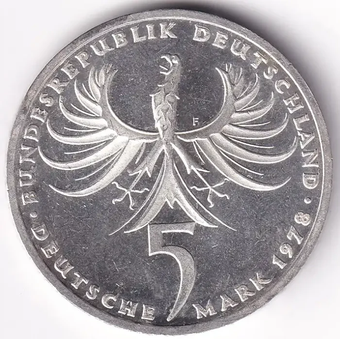 Germany 5 Deutsche Mark Balthasar Neumann 1978 Silver Coin - Image 2