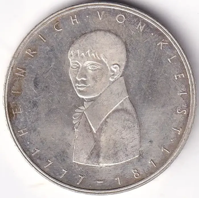 Germany 5 Deutsche Mark Heinrich von Kleist 1977 Silver Coin - Image 1