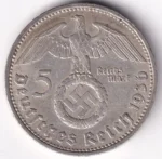 Germany 5 Reichsmark 1936 Paul von Hindenburg D Mark Silver Coin