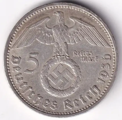 Germany 5 Reichsmark 1936 Paul von Hindenburg D Mark Silver Coin