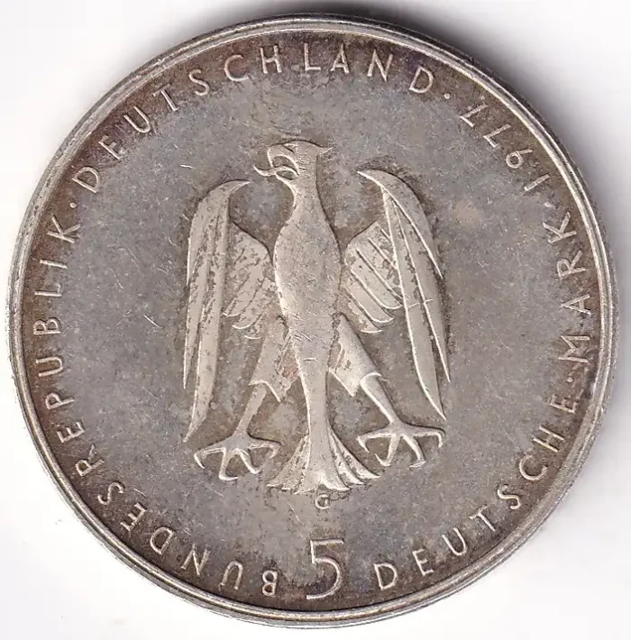 Germany 5 Deutsche Mark Heinrich von Kleist 1977 Silver Coin - Image 2