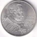 Germany 5 Deutsche Mark Immanuel Kant 1974 Silver Coin