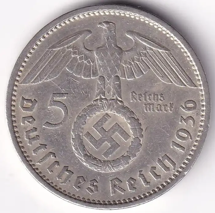 Germany 5 Reichsmark 1936 Paul von Hindenburg A Mark Silver Coin - Image 2