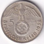 Germany 5 Reichsmark 1938 Paul von Hindenburg D Mark Silver Coin