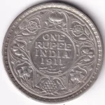 King George V 1911 One Rupee Bombay mint Silver Coin