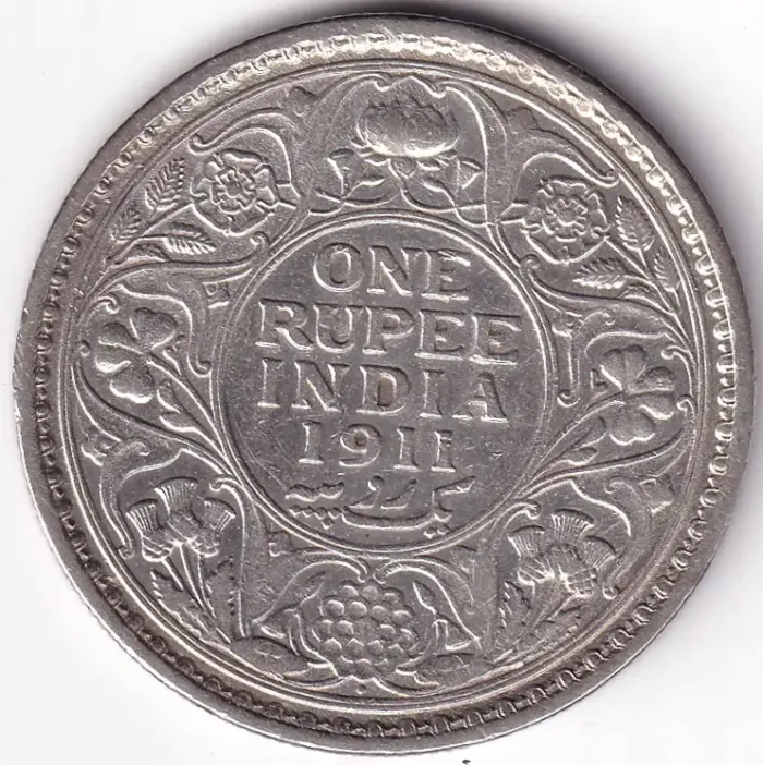 King George V 1911 One Rupee Bombay mint Silver Coin - Image 1
