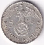 Germany 5 Reichsmark 1938 Paul von Hindenburg F Mark Silver Coin